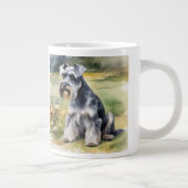 庭のミニチュアシュナウザー – 水彩 ジャンボコーヒーマグカップ (右)