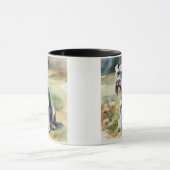 庭のミニチュアシュナウザー – 水彩 マグカップ (中央)