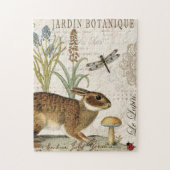 庭のモダンなヴィンテージのフランスのなウサギ ジグソーパズル (縦)