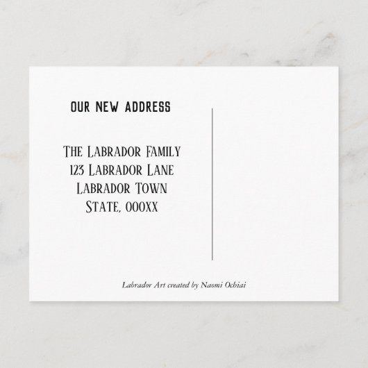 庭のラブラドール 新しい住所 案内ポストカード (裏面)