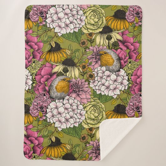 庭のロビンズ2 シェルパブランケット (正面)