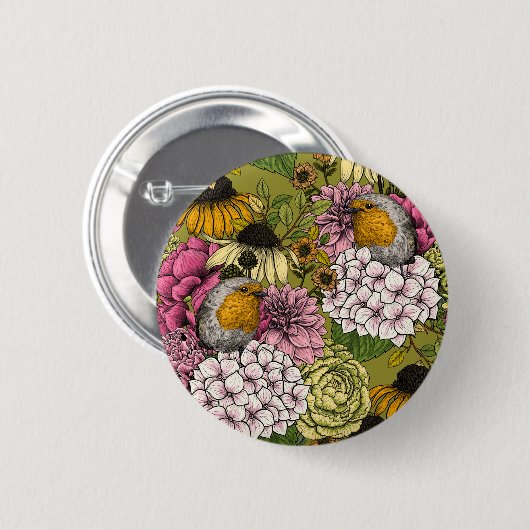 庭のロビンズ2 缶バッジ (正面&裏面)