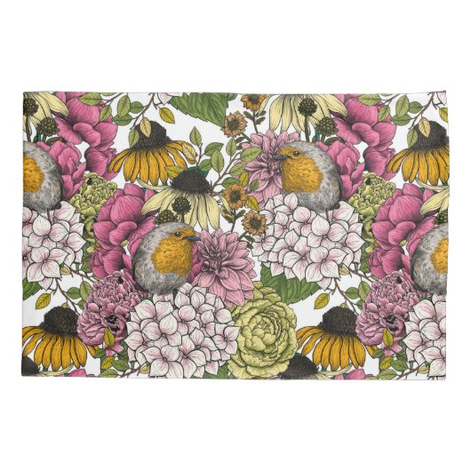 庭のロビンズ 枕カバー (裏面-左)