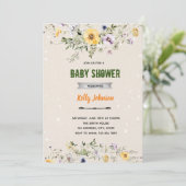 庭のワイルドフラワーのシャワー誕生日招待状 招待状 (スタンド正面)