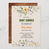 庭のワイルドフラワーシャワー誕生日招待状 招待状 (正面/裏面)