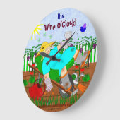 庭のワインの時 ラージ壁時計 (傾斜)