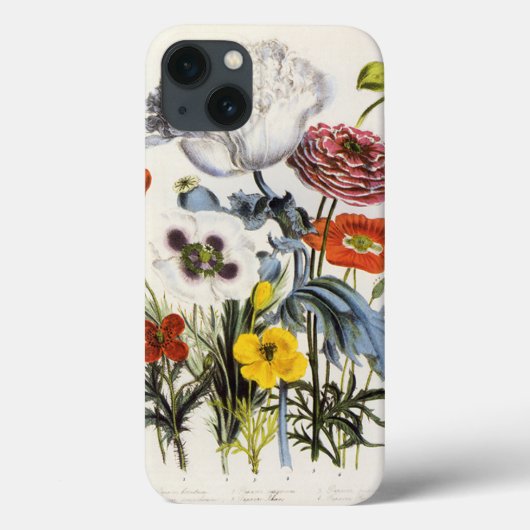 庭のヴィンテージのケシ、ビクトリアンな花 Case-Mate iPhoneケース (裏面)