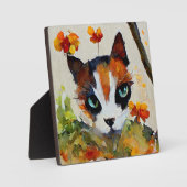 庭の三毛猫 フォトプラーク (正面)