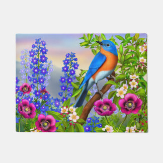 庭の中の東部のブルーバード ドアマット