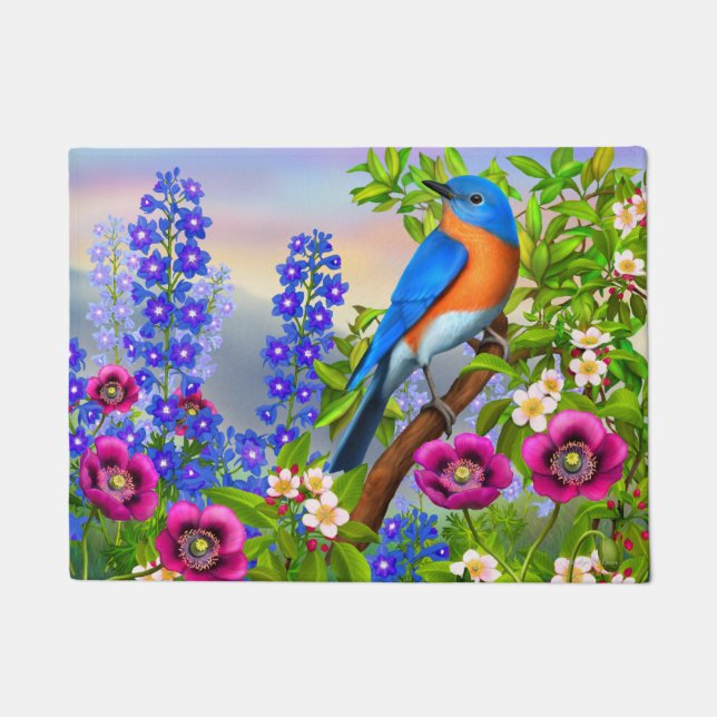 庭の中の東部のブルーバード ドアマット (正面)