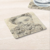 庭の像 スクエアペーパーコースター (アングル)