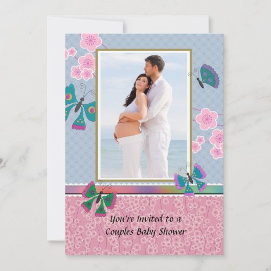 庭の写真のベビーシャワーの招待状 招待状 (正面)