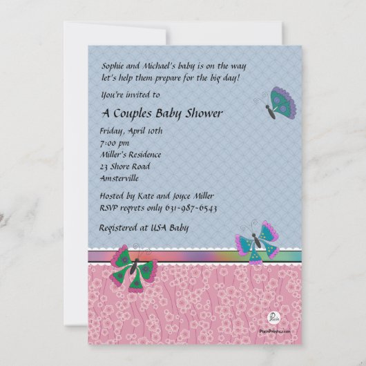 庭の写真のベビーシャワーの招待状 招待状 (裏面)