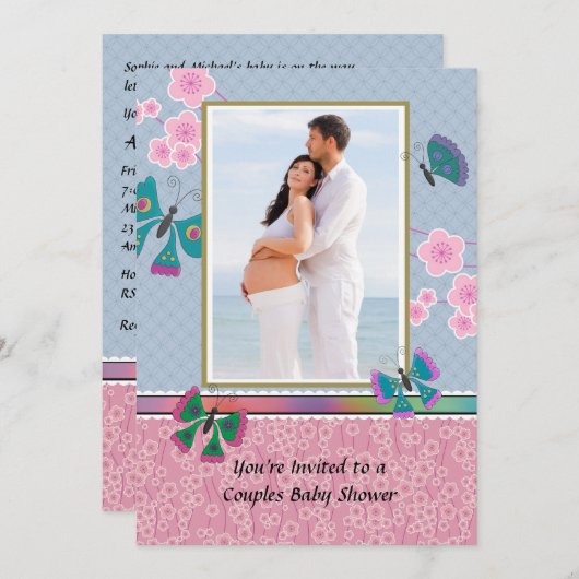 庭の写真のベビーシャワーの招待状 招待状 (正面/裏面)