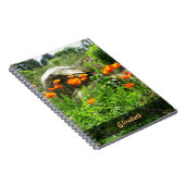 庭の写真緑豊かな公園の春のケシ名前 ノートブック (右側)