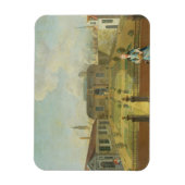 庭の前に犬を連れた若い女性(se) マグネット (縦)