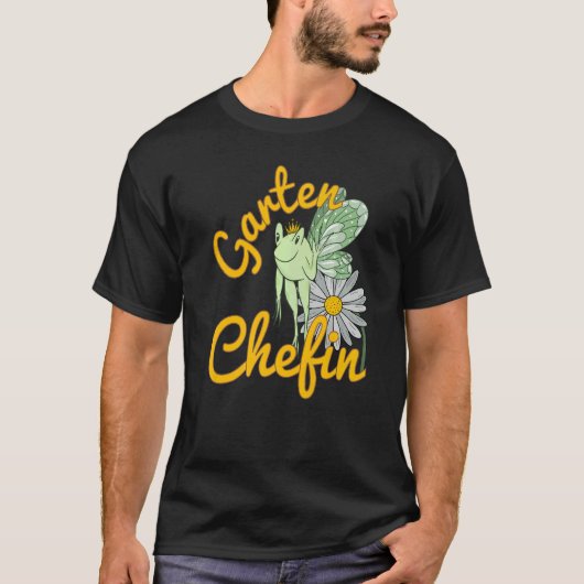 庭の名言 庭のシェフ カエル エルフ 花 Tシャツ (正面)