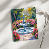 庭の噴水の花の絵カード