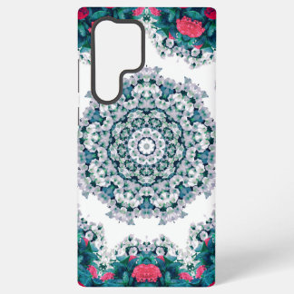 庭の噴水 赤い花 マンダラデザイン SAMSUNG GALAXY S22 ULTRAケース