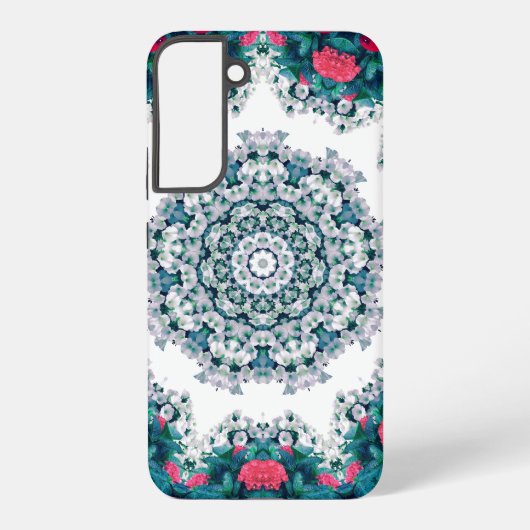 庭の噴水 赤い花 マンダラデザイン SAMSUNG GALAXYケース (裏面)