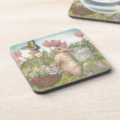 庭の図解入りの、写真付きのな春のバニー コースター (左側)