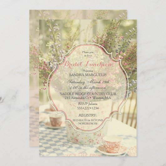 庭の国のシックな柔らかさは花衰退しました 招待状 (正面/裏面)