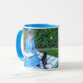 庭の執筆本の女性 マグカップ (正面左)