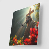 庭の壁時計のイエス スクエア壁時計 (傾斜)