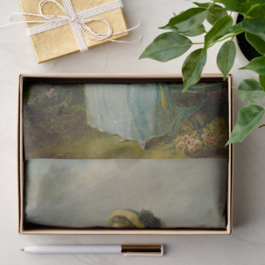 庭の女性が犬と一緒にシュールのそばに 薄葉紙 (ギフト)