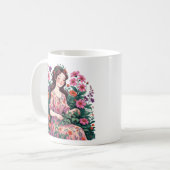 庭の女王 | 花のガーデニング風 コーヒーマグカップ (正面左)