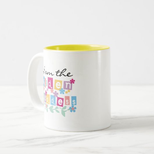 庭の女神のTシャツおよびギフト ツートーンマグカップ (正面左)