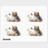 庭の子猫と蝶 長方形シール (シート)