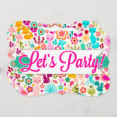 庭の子猫は"パーティを楽しもう!" 招待状 (正面/裏面)