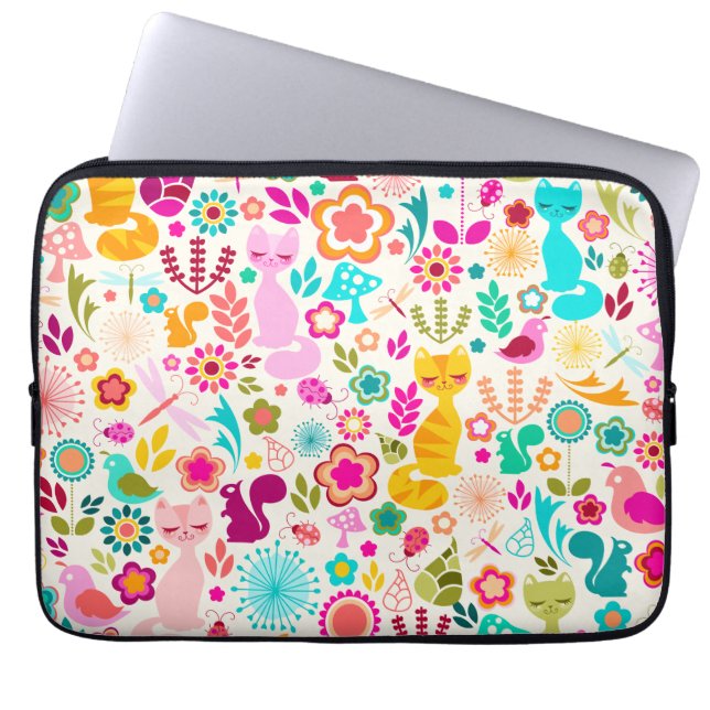 庭の子猫 ラップトップスリーブ (正面)
