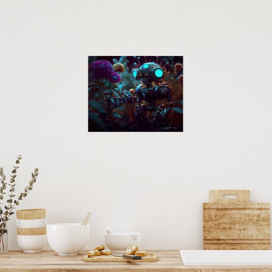 庭の小さなロボット ポスター (キッチン)