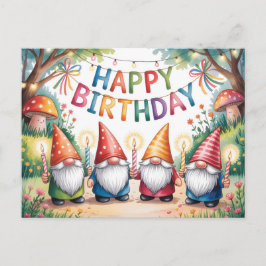 庭の小人の誕生日パーティー ポストカード