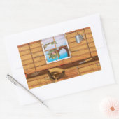 庭の小屋 長方形シール (封筒)