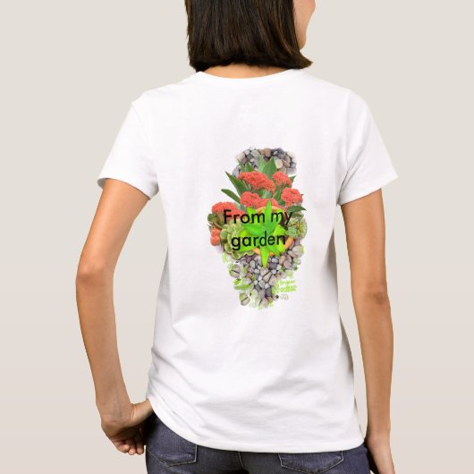 庭の小石の多肉植物 Tシャツ (裏面)