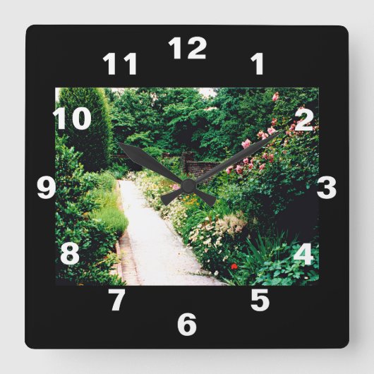 庭の小道 スクエア壁時計 (正面)