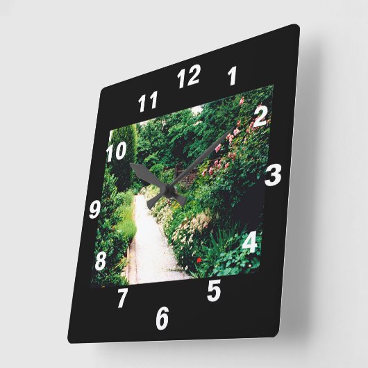 庭の小道 スクエア壁時計 (傾斜)