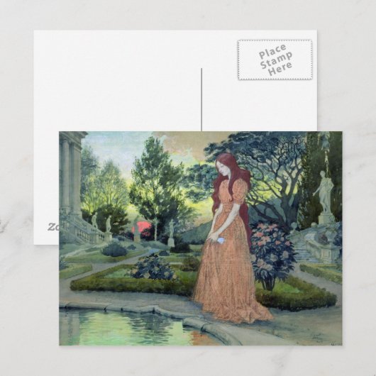 庭の少女(w/c) ポストカード (正面/裏面)