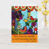 庭の巣箱の挨拶状の鳥の夏の春 カード (黄色い花)