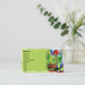 庭の巣箱の絵画 名刺 (スタンド正面)