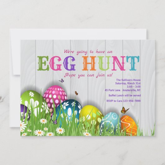 庭の招待状のイースター 招待状 (正面)