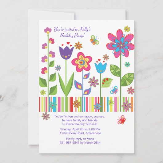 庭の招待状の花 招待状 (正面)