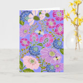 庭の挨拶状の蜂 カード (黄色い花)