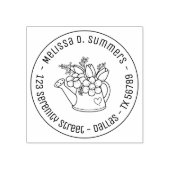 庭の散水缶花ラウンドアドレス3 ラバースタンプ (インプリント)