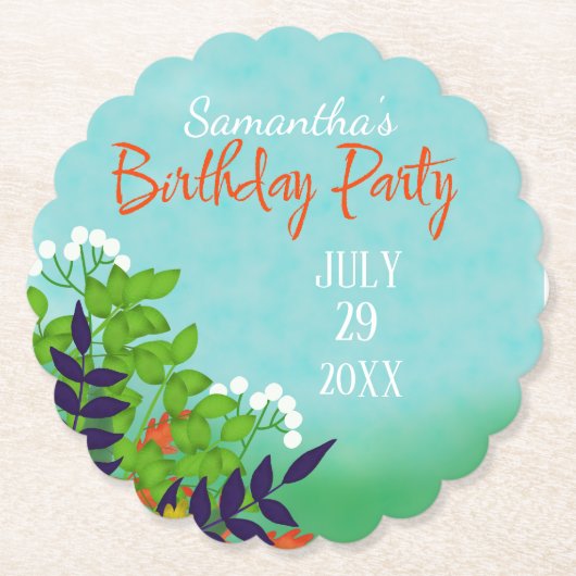 庭の新生かわいらし植物 ペーパーコースター (正面)