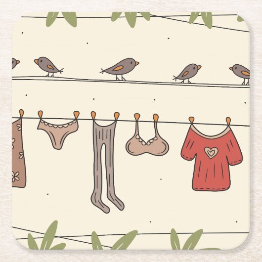 庭の服 スクエアペーパーコースター (正面)