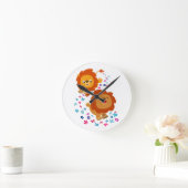 庭の柱時計のかわいい漫画のライオン ラウンド壁時計 (ホーム)